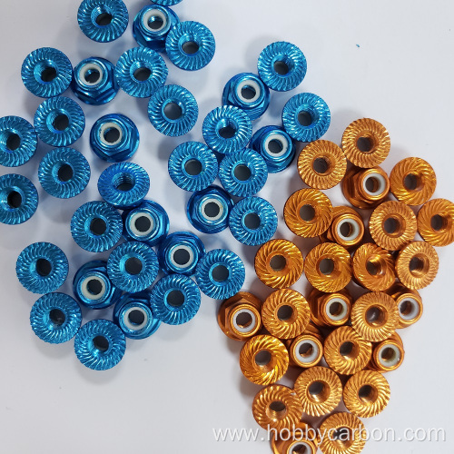 M3 Customized colorful 7075 Aluminum Texturedor flange nut